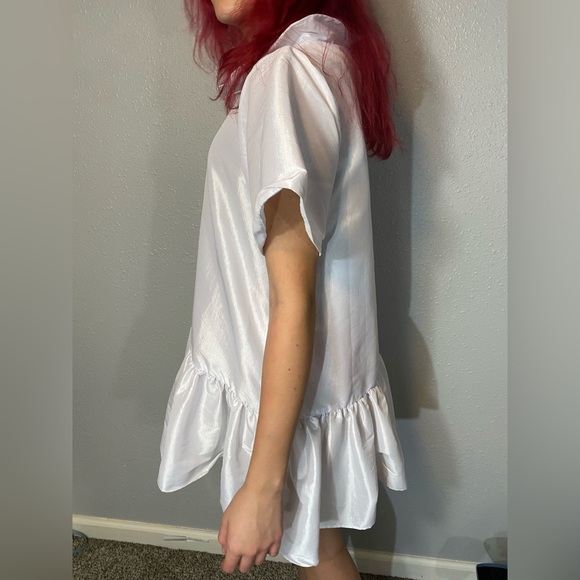 Kika Vargas White Ruffled Short Sleeve Babydoll Dress - Picture 10 of 10